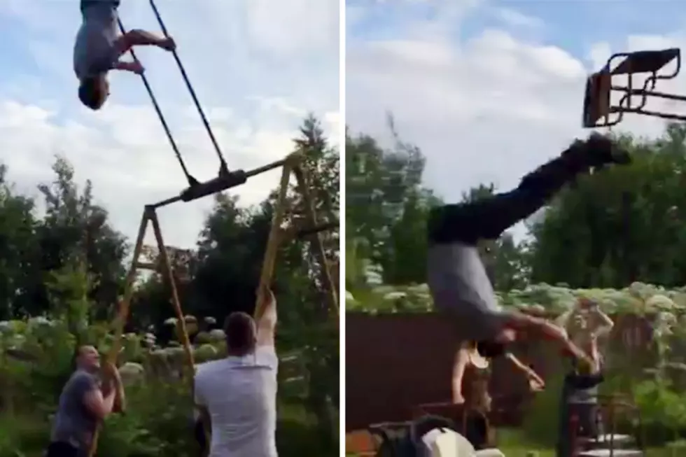Man Spins 360 Degrees on Swing, Launches Himself Into Fence