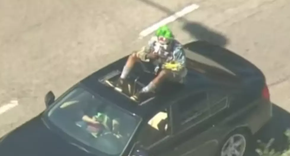 Driver In Clown Mask and Prop Chainsaw Leads Police On Chase