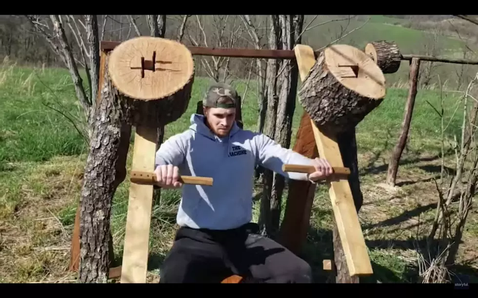 Bodybuilder Carves Full Gym Out of Trees Because His Gym Closes