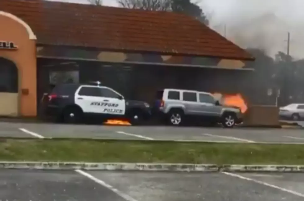 Officer Pushes Burning SUV Away From Drive-Thru, Saves Taco Bell