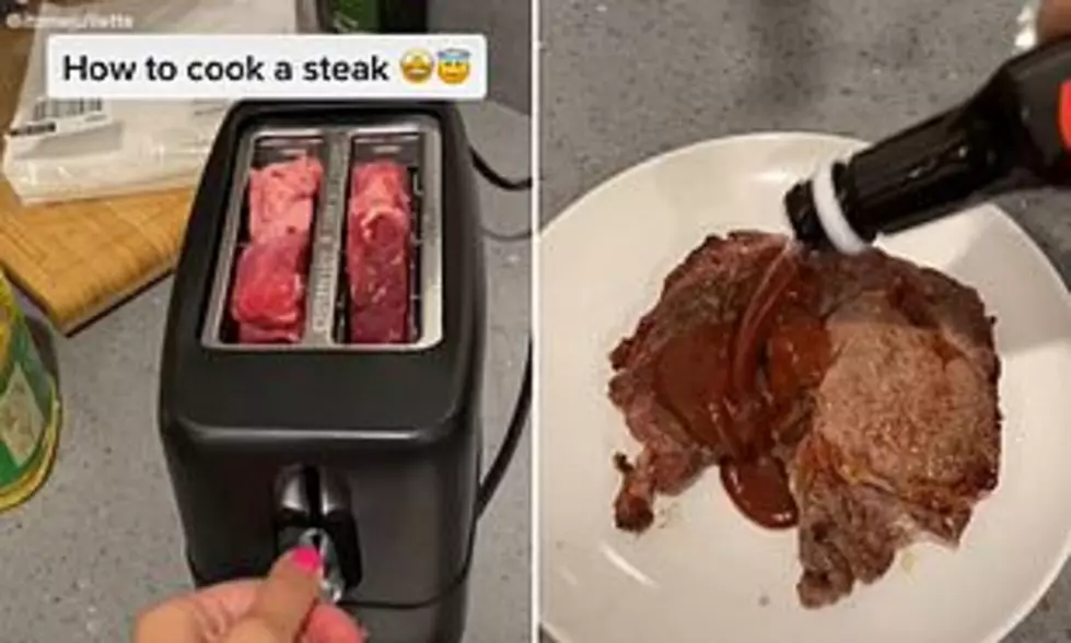 Woman Appears to Cook Steak in Toaster