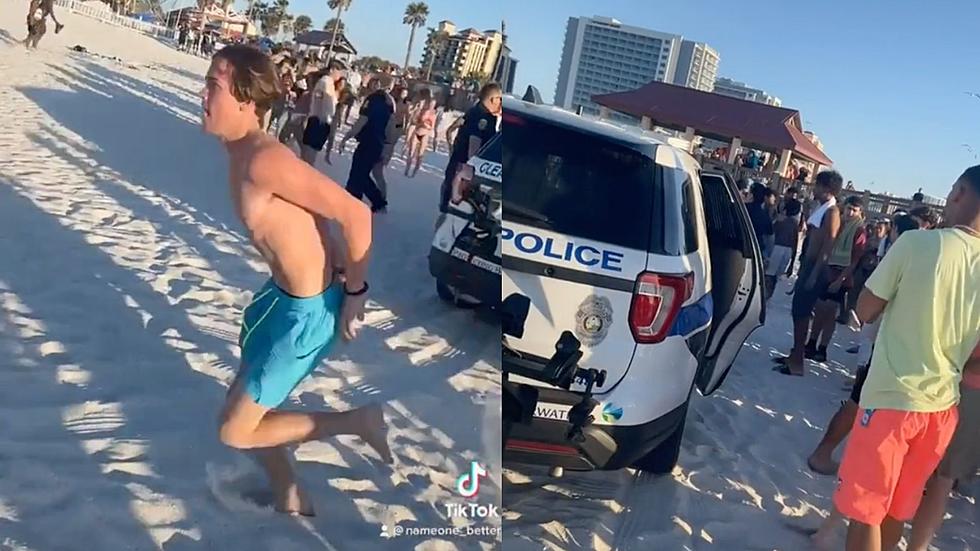 Spring Breaker Handcuffed On Beach Makes Getaway, Crowd Goes Insane