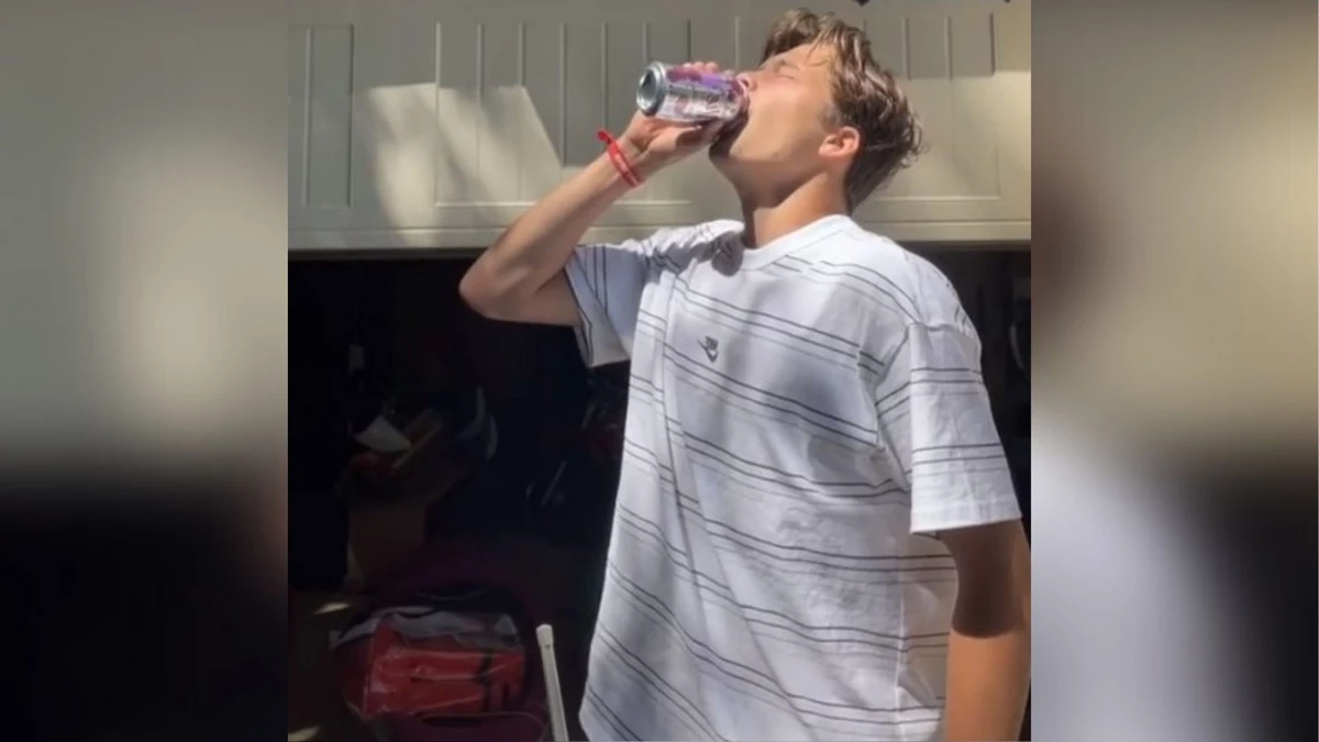Guy Chugs Sparkling Water