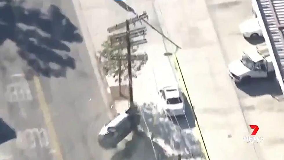 High Speed Chase Ends With Car Breaking Utility Pole Like It&#8217;s Nothing