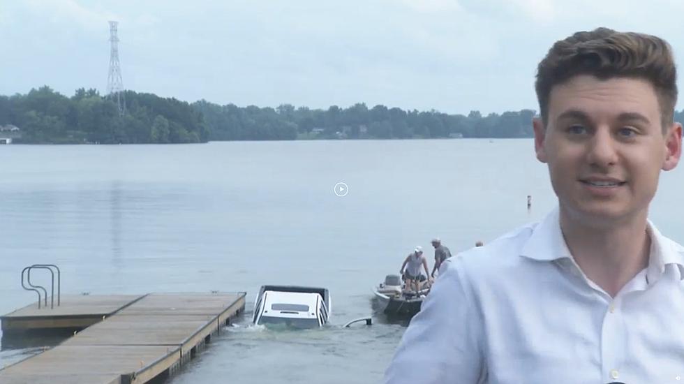 Illinois Reporter Doesn’t Notice Truck Rolling Into Water Behind Him