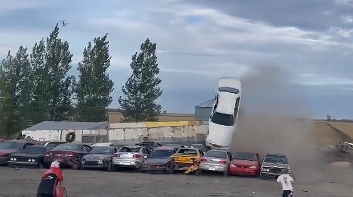 What Could Go Wrong? Redneck Tries to Jump A Car With a Too-Thin Ramp