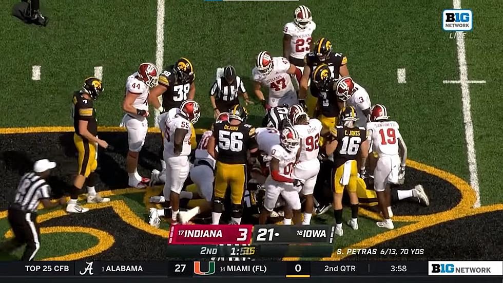 Indiana Football Player with Embarrassing Misspelled Jersey at Kinnick Stadium