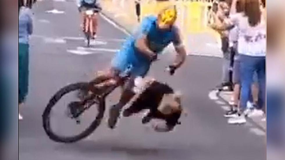 VIDEO: Another Clueless Person Walked In Front of A Bicycle Race