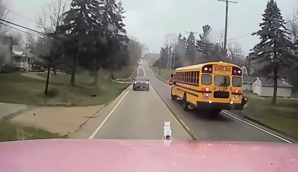 Video Shows Runaway Semi Narrowly Miss School Bus