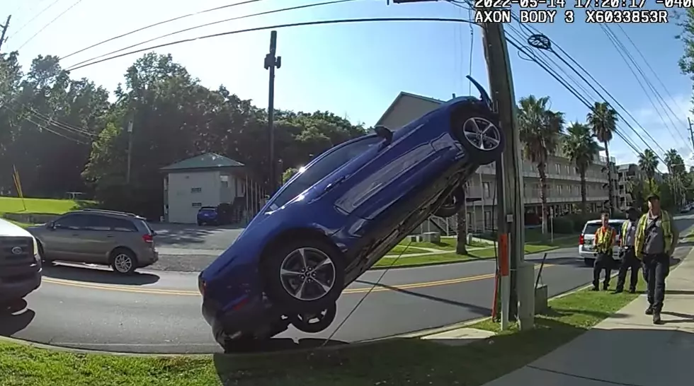 VIDEO: Florida Man Arrested After Driving Mustang Up A Telephone Pole