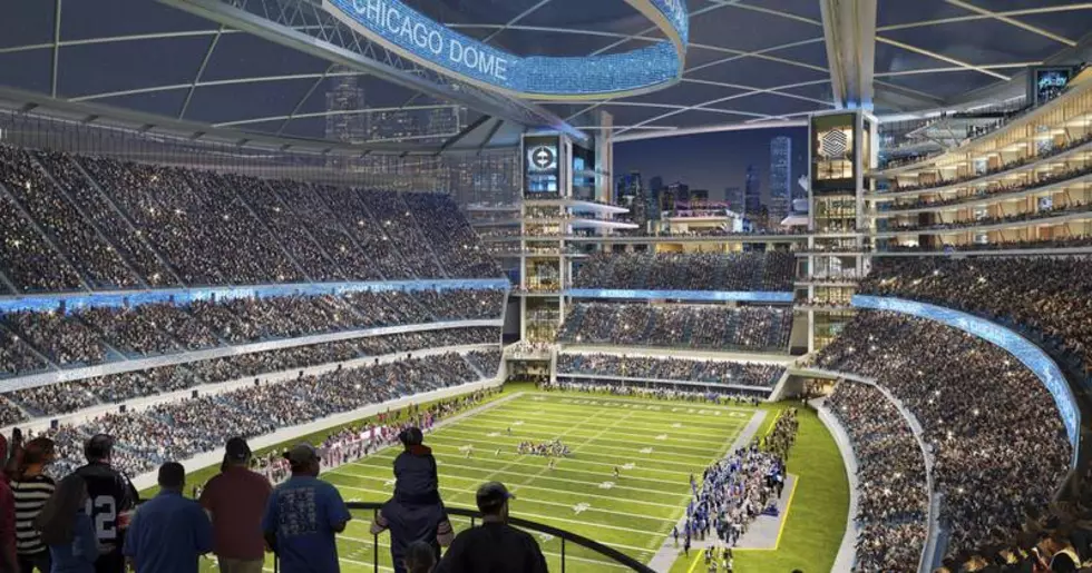 A rendering released by the city of Chicago shows the inside of an enclosed Soldier Field. Under the plan, the capacity of the stadium would increase from 61,500 seats to 70,000 seats. (Landmark Chicago Interests)