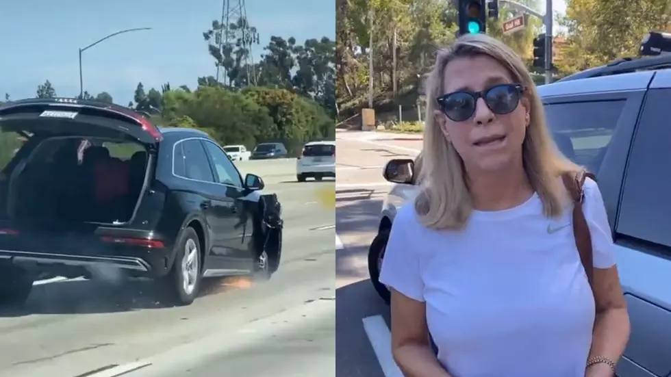 California Woman Driving On 3 Wheels Confronted By Civillian