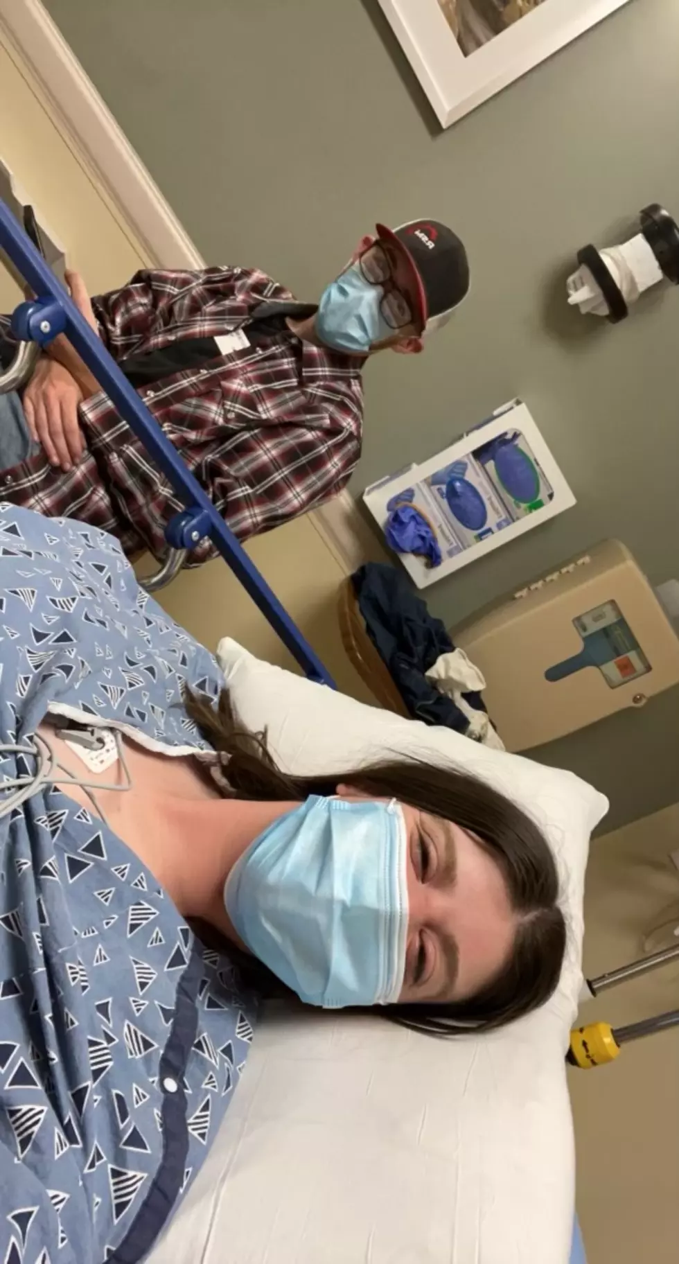 Paige King and her boyfriend in the hospital.