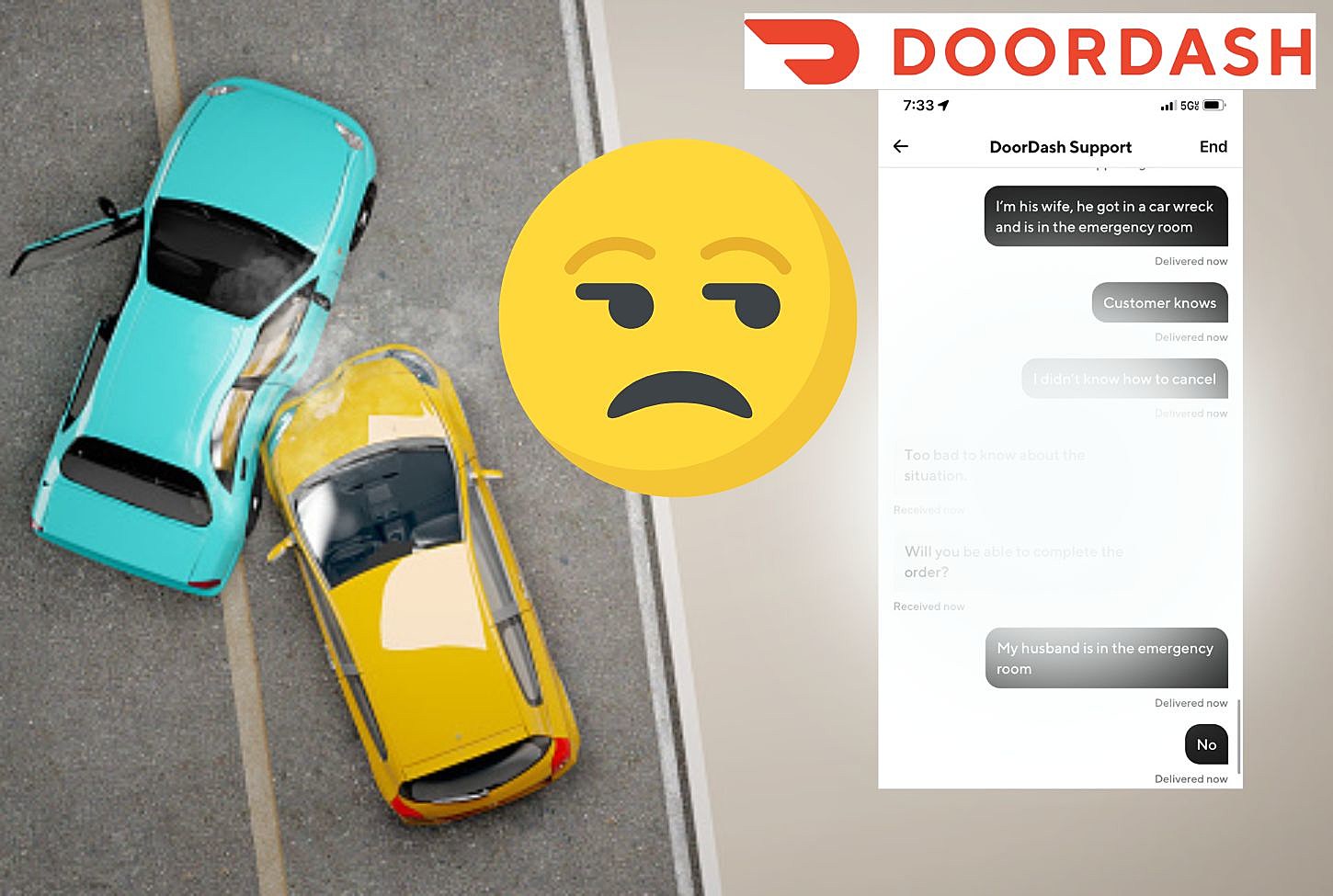 DoorDash Asks Driver's Wife To Complete Order After He Is Rushed to ER