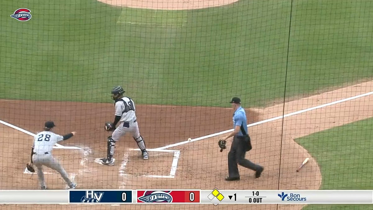 Wild Minor League play: ball blends into baseline