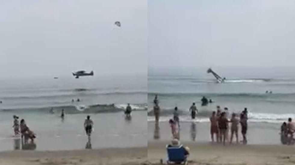 Banner Plane Crashes Into Water At Crowded Beach