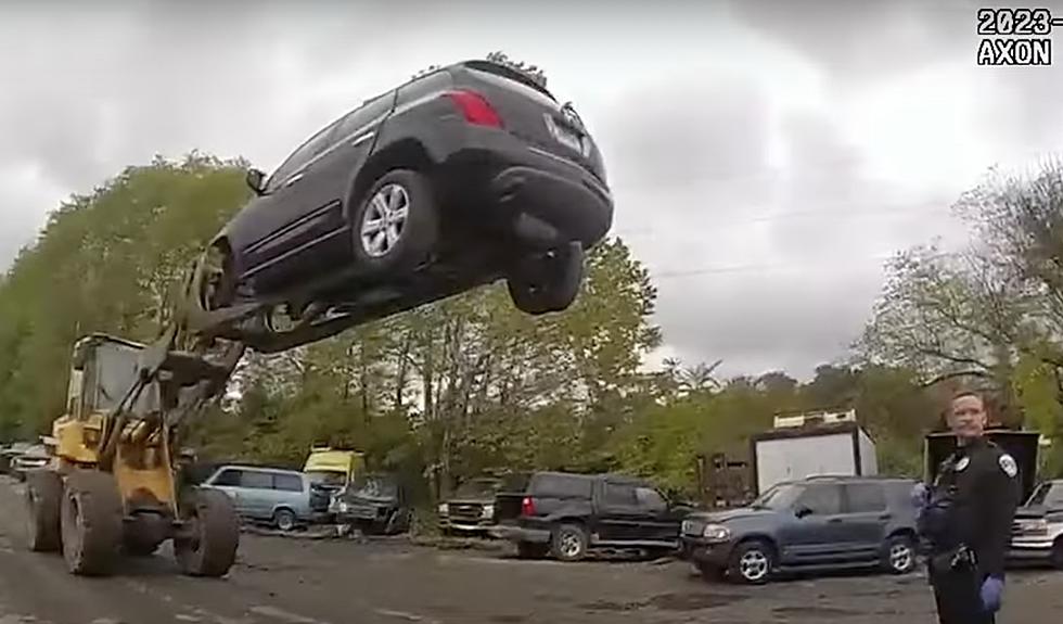 Ohio Scrap Yard Workers Trap Thief In Car 20 Feet In Air