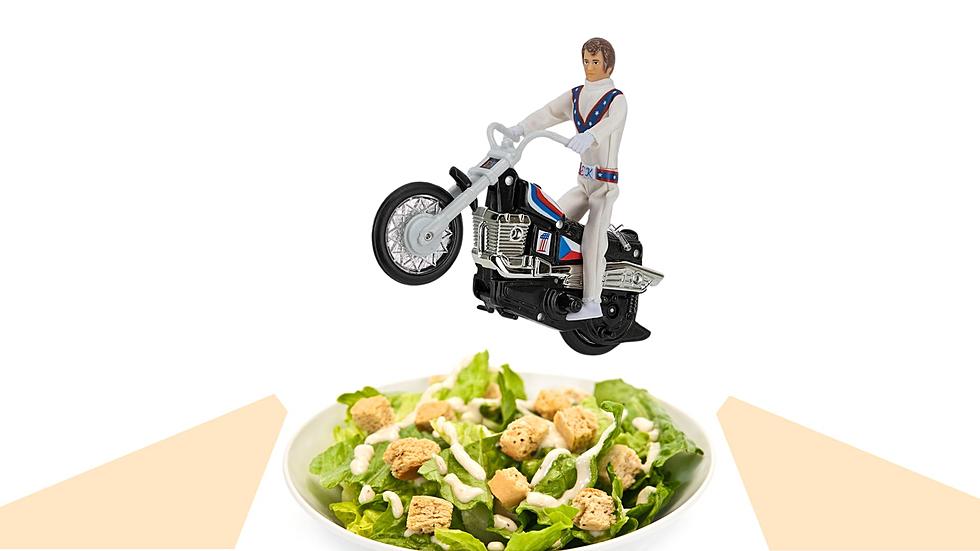 EVEL KNIEVEL (the toy) TO JUMP THE CAESARS (salad)