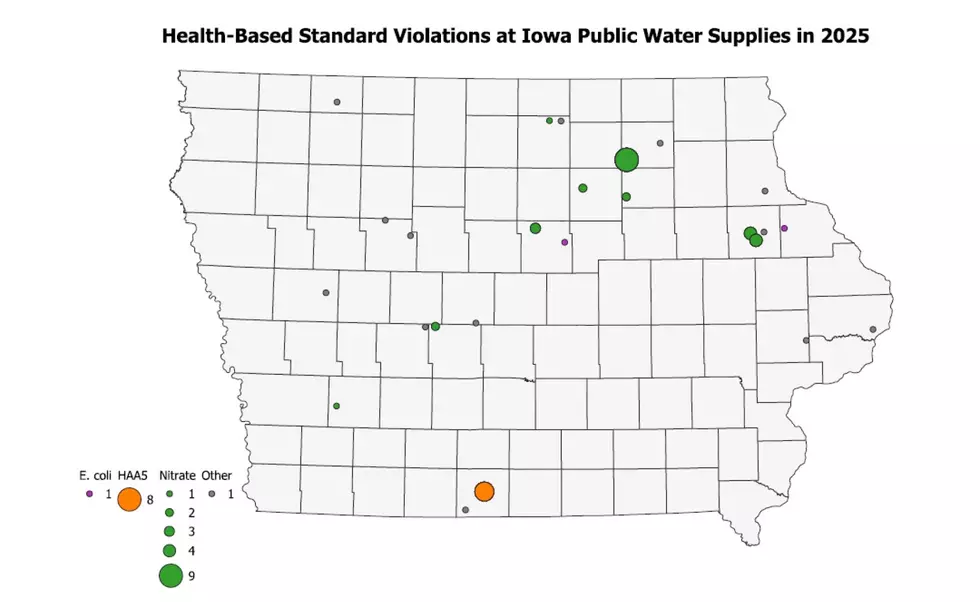 (iowapublicradio.org) According to the report, the map depicts the health-based standard violations that occurred in 2025 at Iowa&CloseCurlyQuote;s public water supply systems, with the number of violations denoted by size of the marker. Three common violations are shown separately; the remaining violations are grouped together as &ldquo;other.&CloseCurlyDoubleQuote;