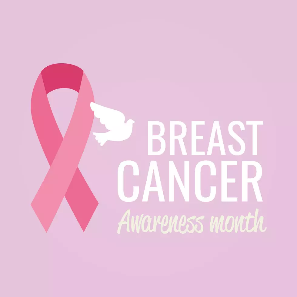 poster breast cancer awareness month with dove and ribbon