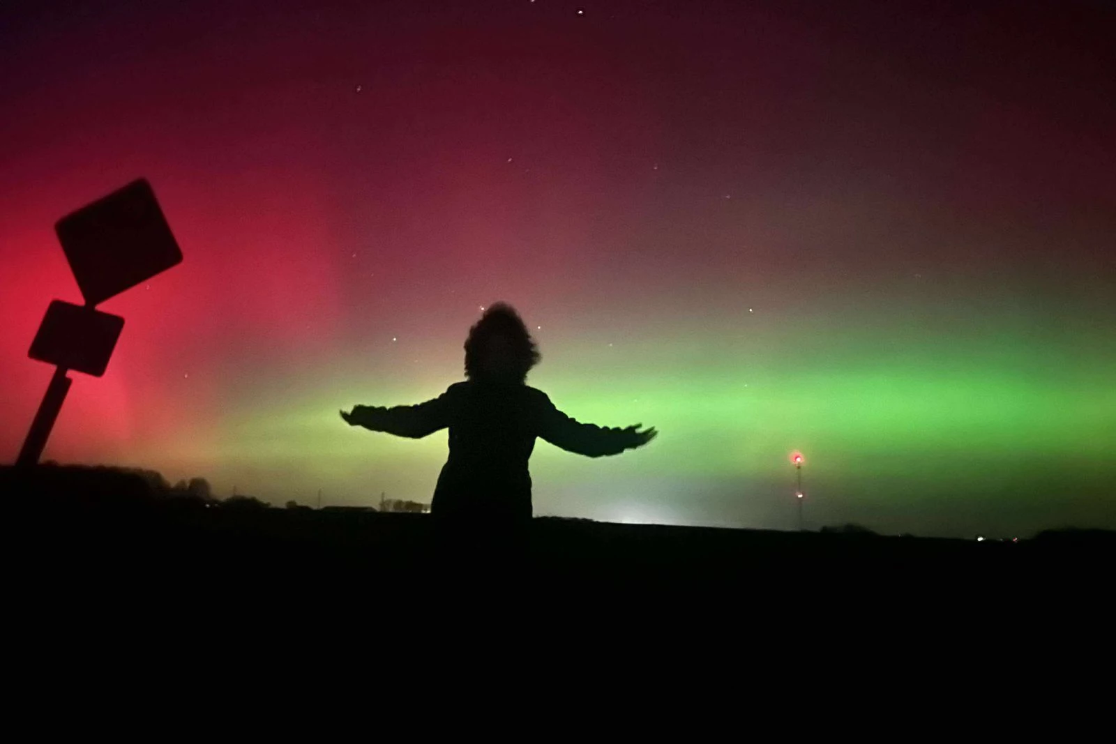 Shooting Star Streaks Across Sky During Northern Lights Tuesday