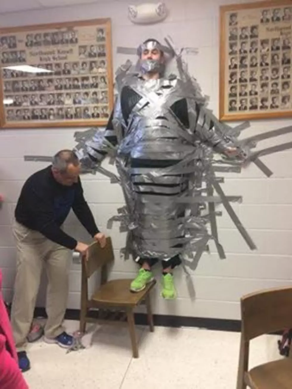 North Iowa Teacher Duct Taped to the Wall