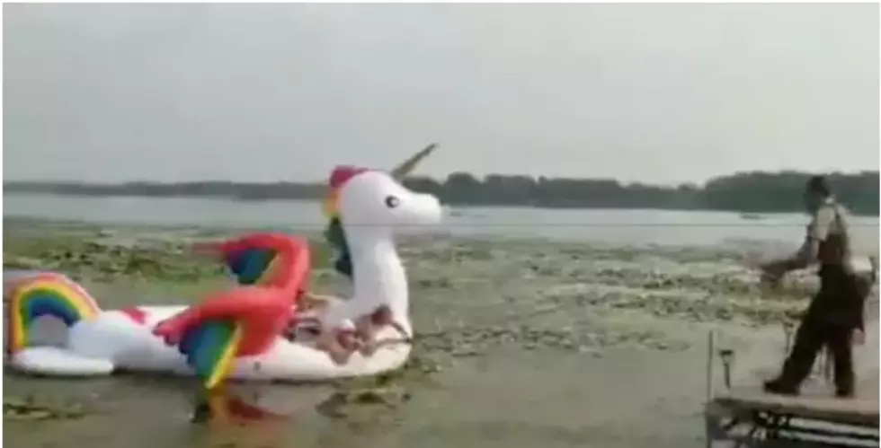 Minnesota Lake-Goers Rescued While Riding Giant Rainbow Unicorn [VIDEO]