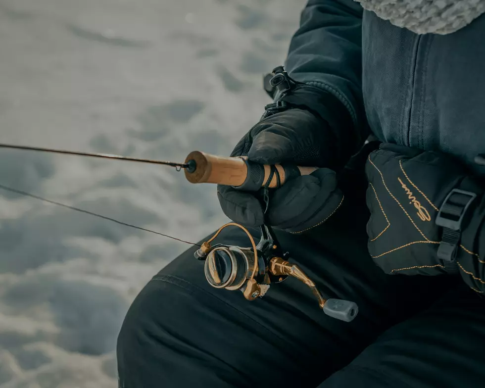 person ice fishing