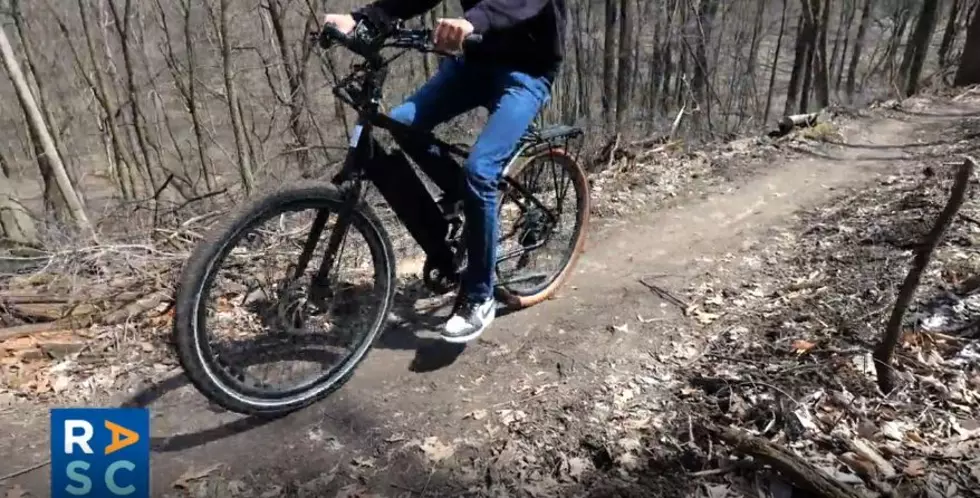 a biker on the new trail, northern heights trail, in rochester mn