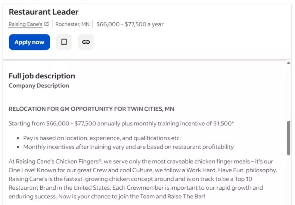 indeed job posting for raising canes in rochester, mn
