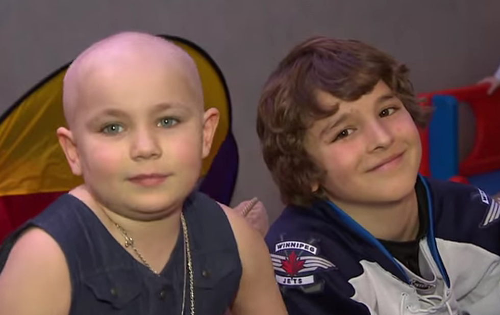 Boy Gives Hockey Stick to Cancer-Fighting Winnipeg Girl at Jets Game [Video]