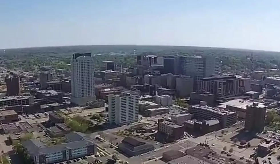 View of Downtown Rochester via Drone