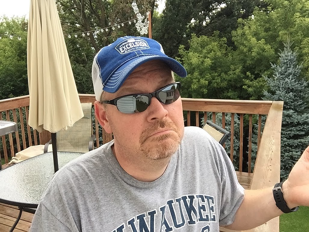 baseball hat and glasses
