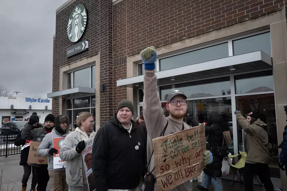 Workers picket outside of a Starbucks store on December 20, 2024, in Chicago, Illinois. (Photo by Scott Olson/Getty Images)