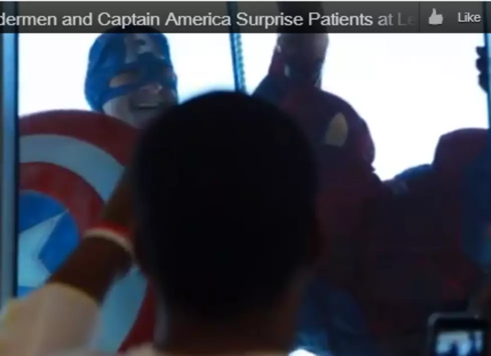 Spiderman and Captain America Seen Washing Windows At Children’s Hospital