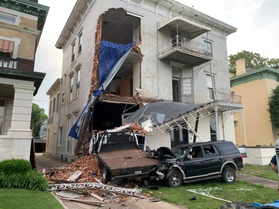 SUV Hits Truck That Hit Historic Evansville House
