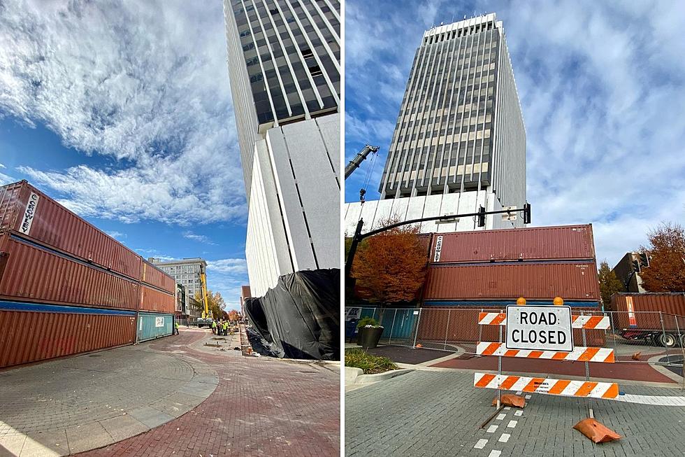 Shipping Containers Placed Around Downtown Evansville IN Building Set for Implosion