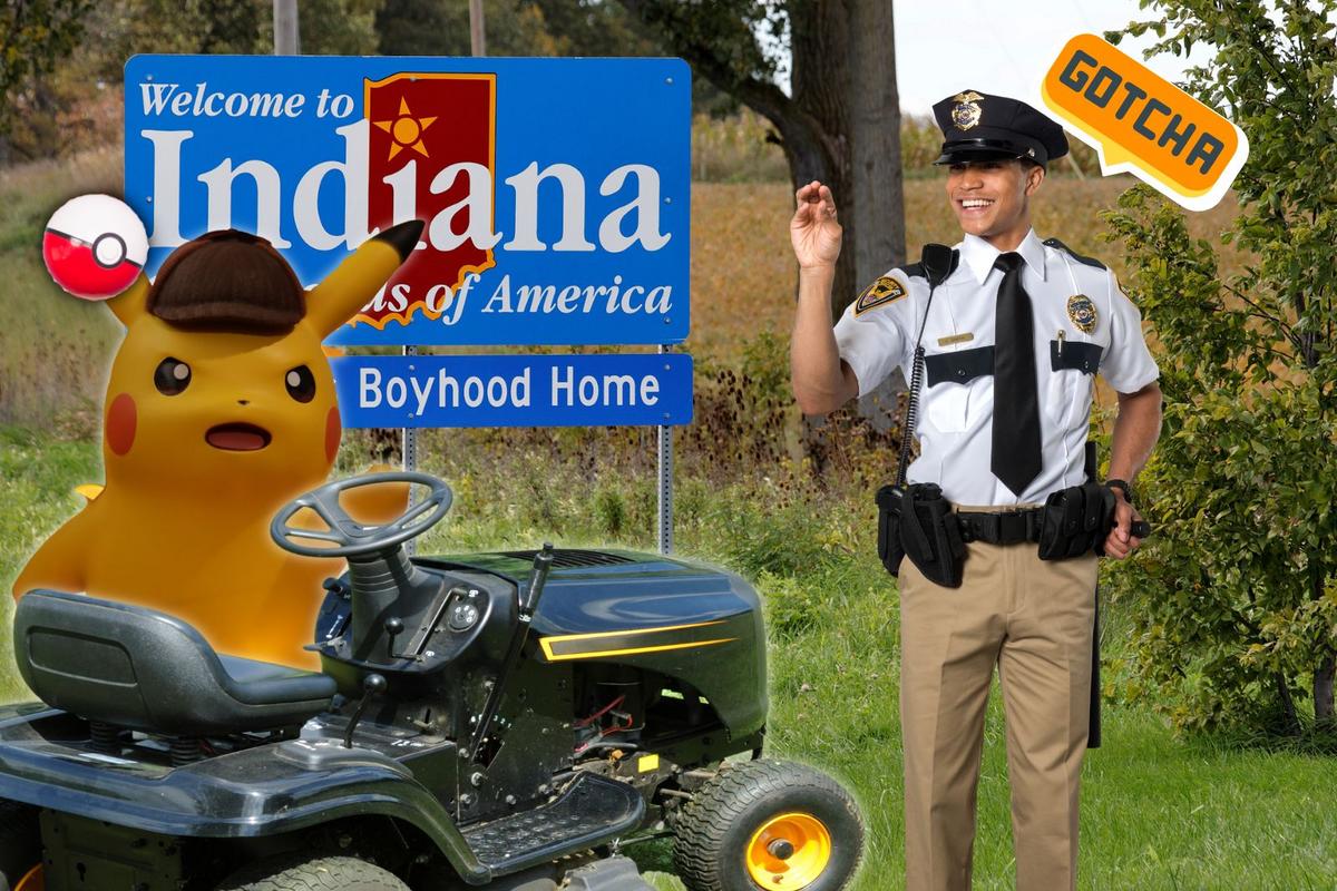Lawn Mower Riding Pikachu Flips Bird Before Arrest in Indiana