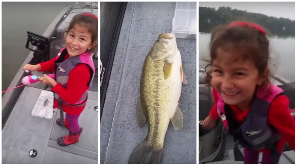 Little Girl Reels In Gigantic Bass With Barbie Fishing Pole [VIDEO]
