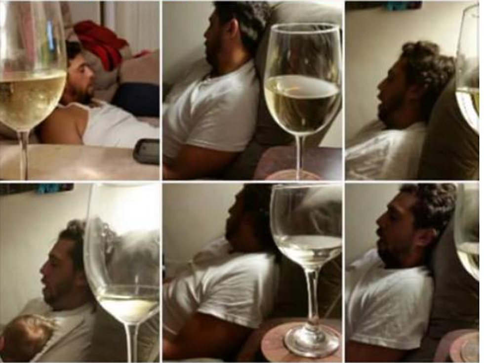 Wife Captures Passed Out, Wine Drinking Husband Every Night