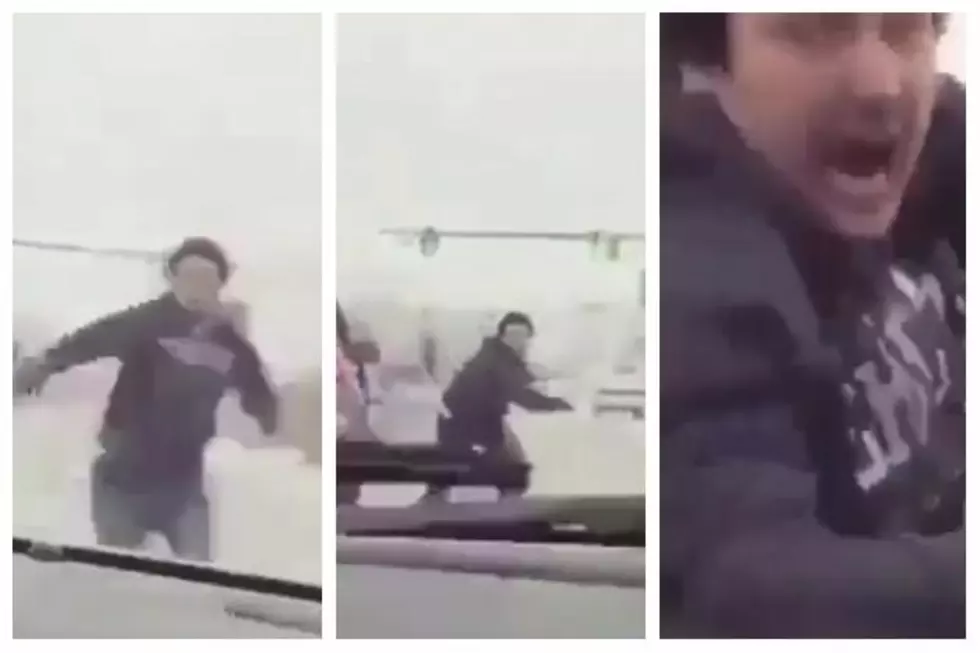 Chicago Sweatshirt Wearing Road Rage Guy Flips Out, Jumps On Hood, Bends Wipers, Then Falls Off Car
