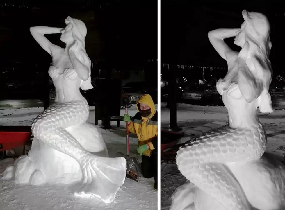 Impressive Mermaid Snow Sculpture Brings Joy to Rockford