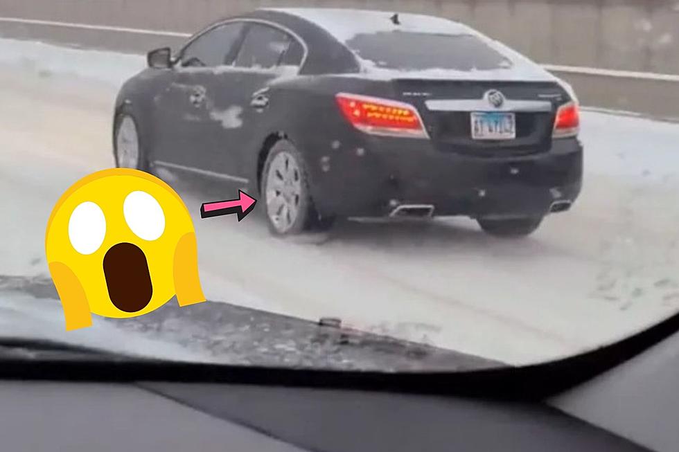 Illinois Driver Has No Clue Their Rear Tire is Frozen in Ice