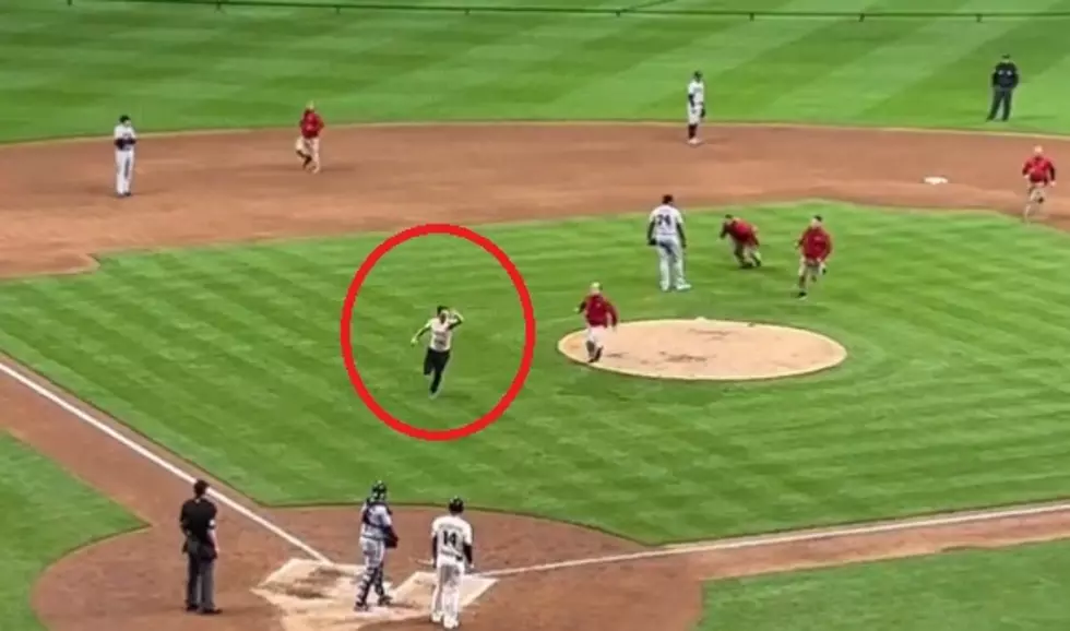 Milwaukee, Wisconsin Shirtless Baseball Fan Gets of Field. Oh. No.