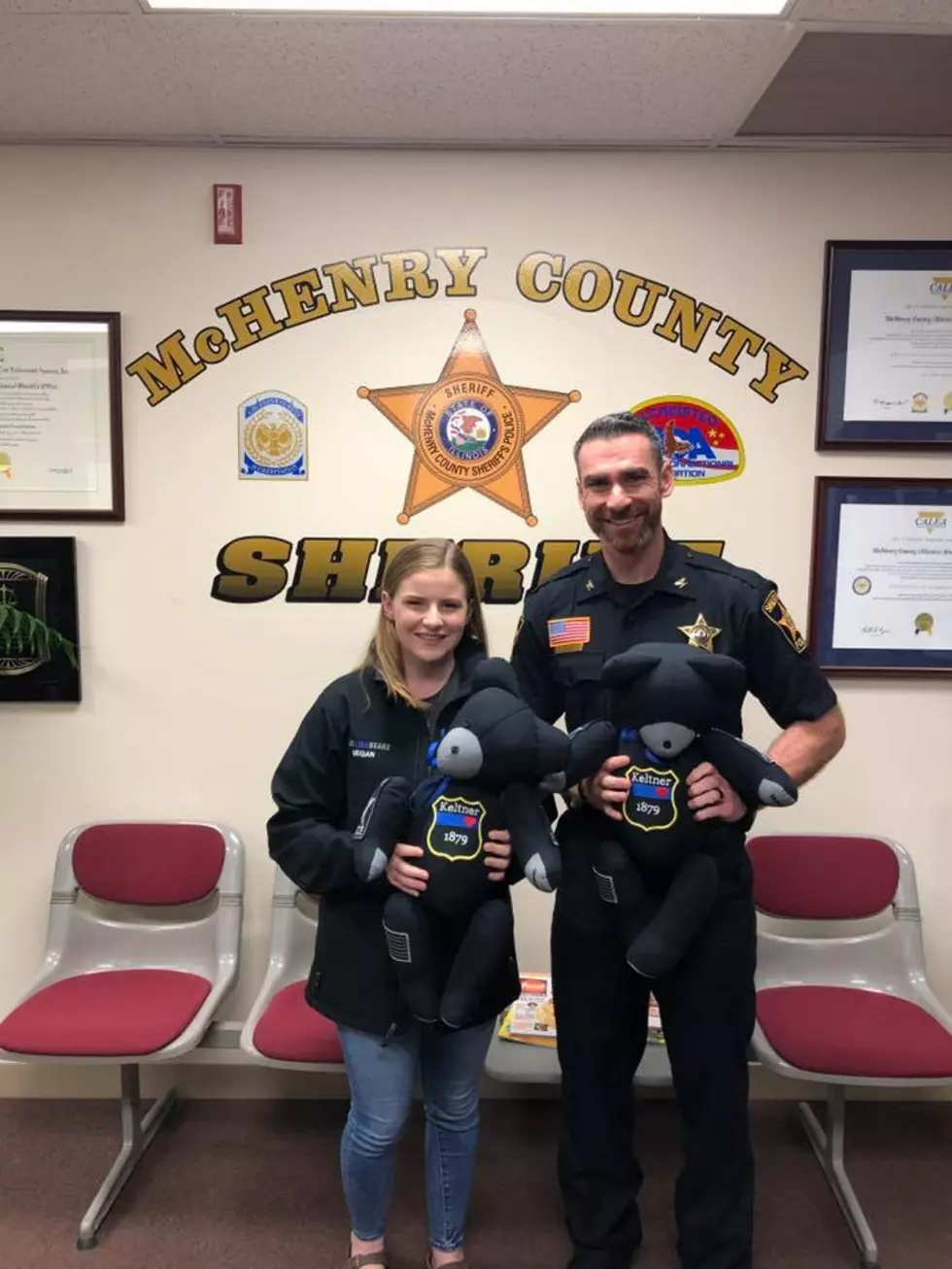 Deputy Keltner's Sons Receive Bears Made From Their Dad's Uniform