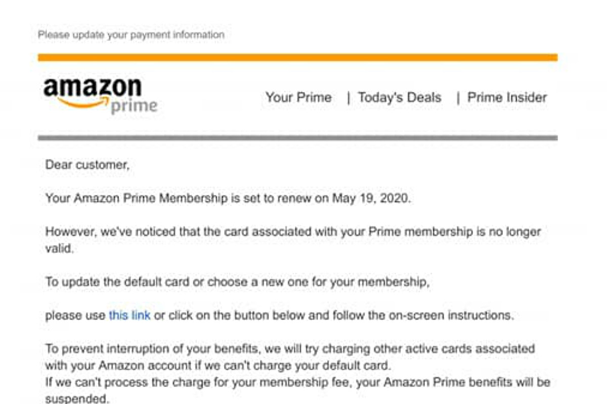 Illinois Police Share Screenshot of Fake Amazon Email Scam