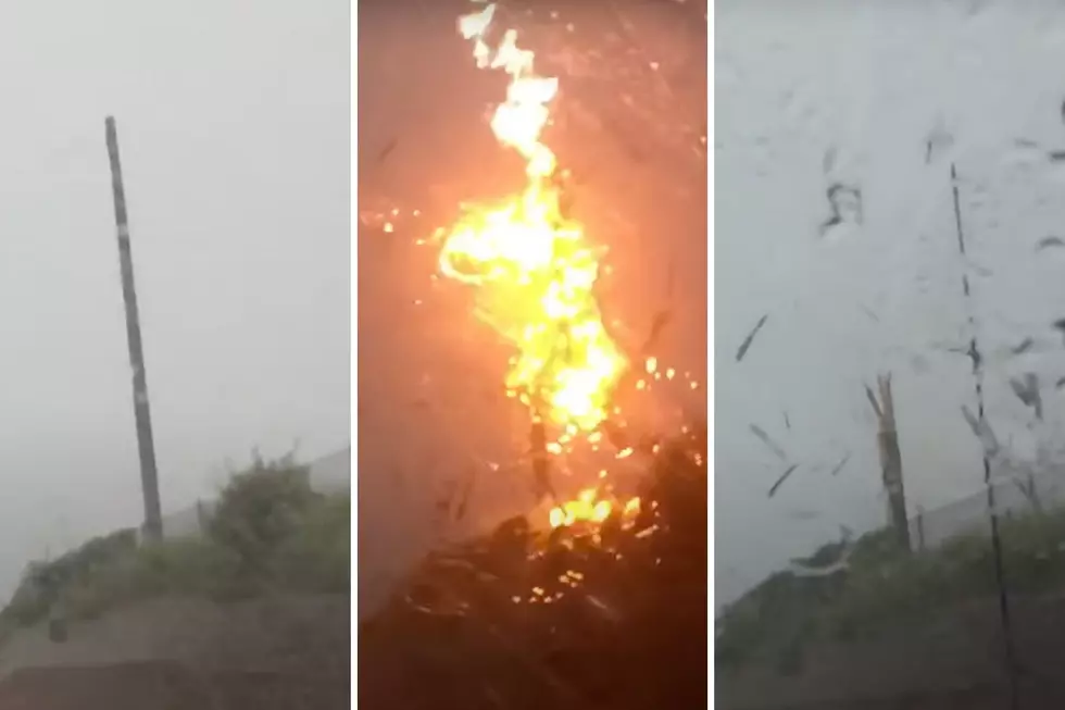 WOW! Watch Lightning Strike Destroy  Utility Pole Along Illinois Roadway
