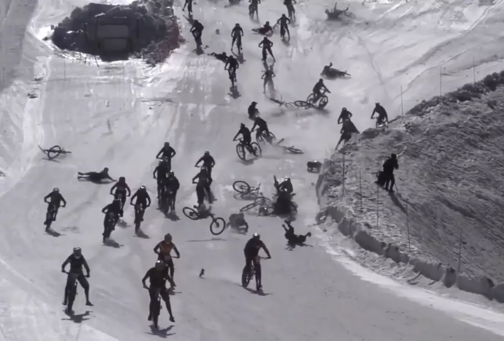 700 Bikers Racing Down a Snowy Mountain and CRASH! 