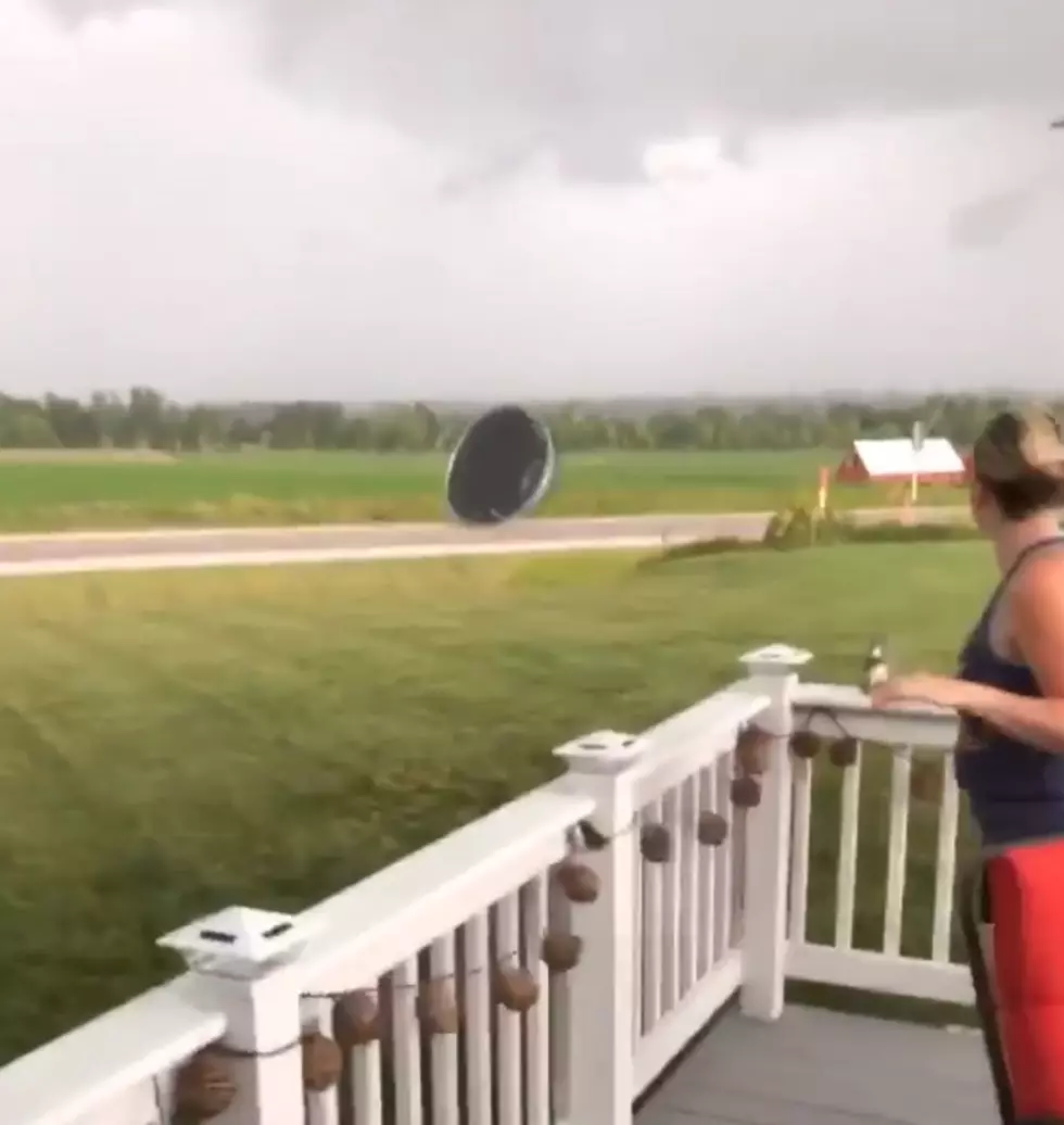 Iowa Wind Gusts Send Trampoline Barreling Across Road [VIDEO]