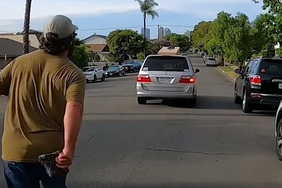 Impressive Cornhole/Bags Toss onto Moving Car (Video)